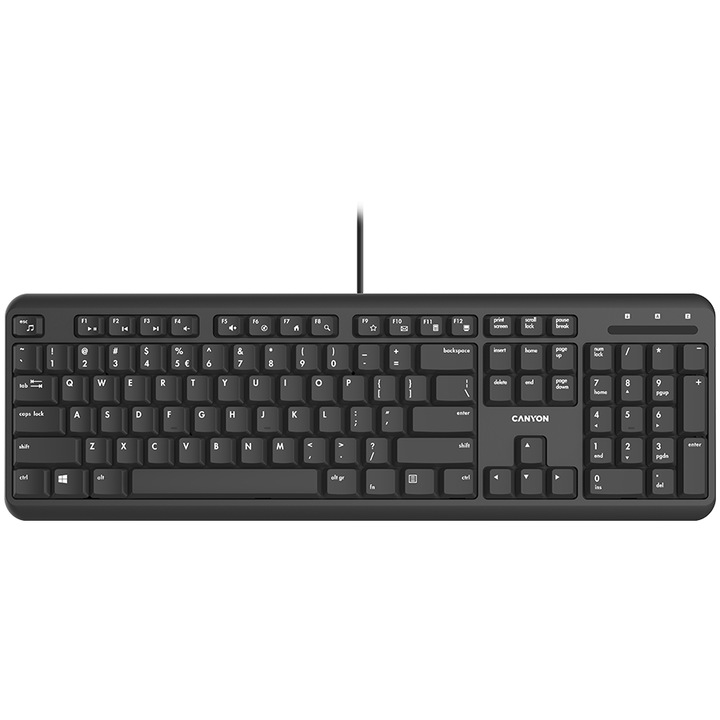 Canyon HKB-20 ergonomikus, csendes billentyűzet, fekete, 442x142x17.5mm