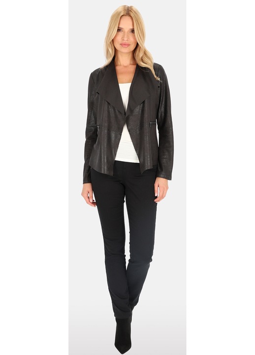 Geaca dama, Perso, piele intoarsa ecologica, neagra, poliester