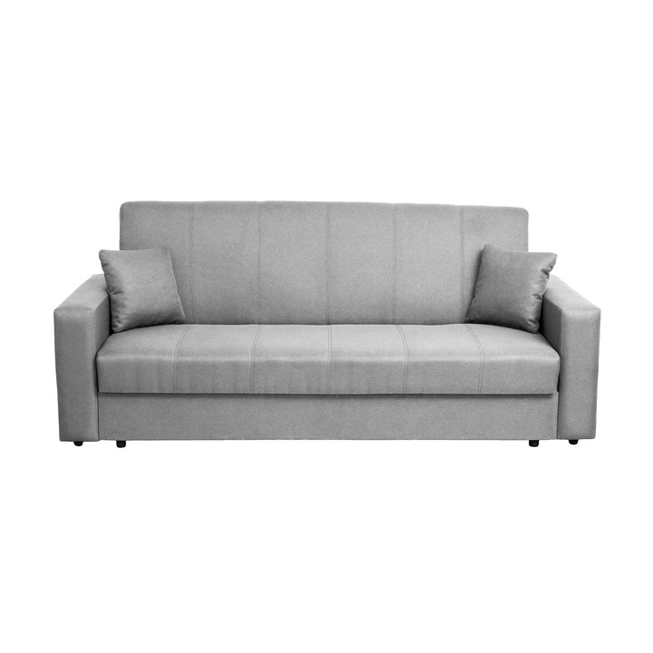 Canapea extensibila Expomob CORINNE II, 3 locuri, cu lada depozitare, dimensiune 220x90x96 cm, culoare gri