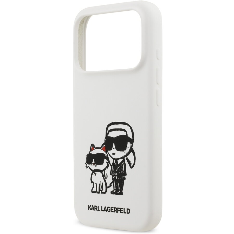 Husa pentru iPhone 17 Pro - Karl Lagerfeld Silicone Sketch & Logo (KLHMP17LSKCGRGOH) - White Karl&Choupette