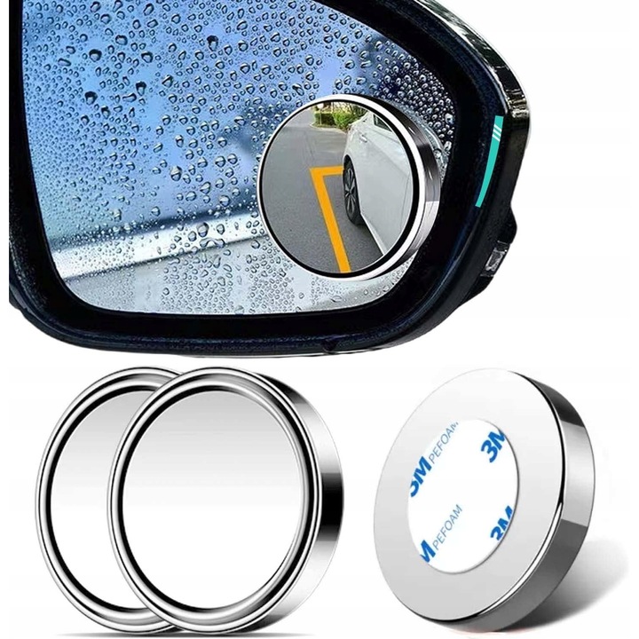 Set 2 oglinzi retrovizoare auto 360 HD, rezistent la apa si anticoliziune, dimensiuni universale