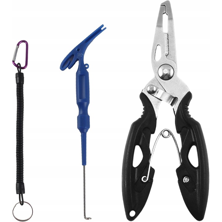 Set de unelte pentru pescuit, 2 cordoane de siguranta, inox, antiderapant