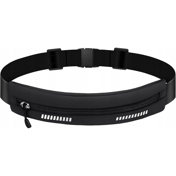 Sport deréktáska, magas, telefonhoz, 64-120 cm, vízálló, fényvisszaverő csíkokkal, fekete