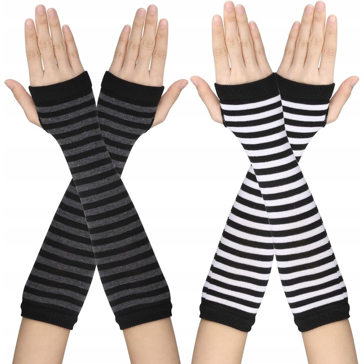 Set manusi fara degete, dungi, negru/alb/gri