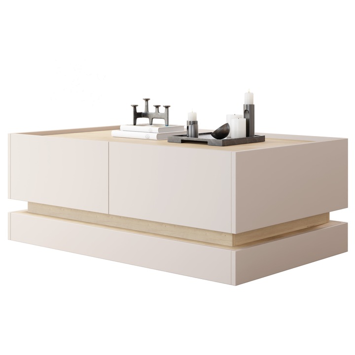 Masuta pentru cafea Arlotekis L97 4K, MIRJAN 24, nisip de desert / stejar cremona, 60x97x40 cm