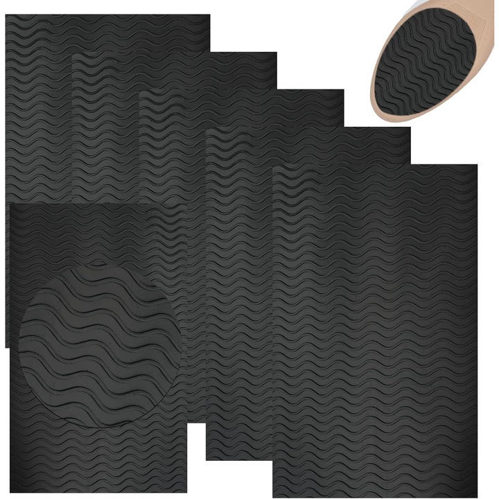 Set de 6 autocolante antiderapante pentru talpa, negru