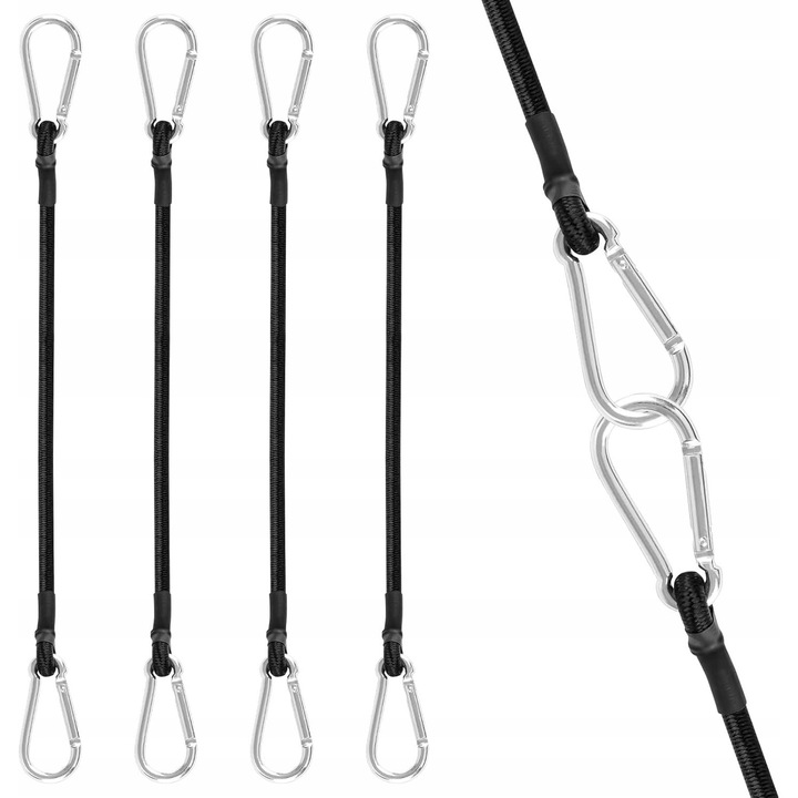 Set de 4 elastice de prindere cu carlig, 30cm, rezistente la UV