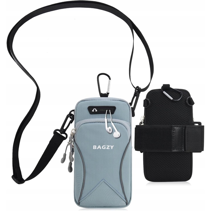 Sport övtáska, fekete, vízálló, 18x9x2cm, 6.5 hüvelyk alatti telefonhoz, 2 zseb