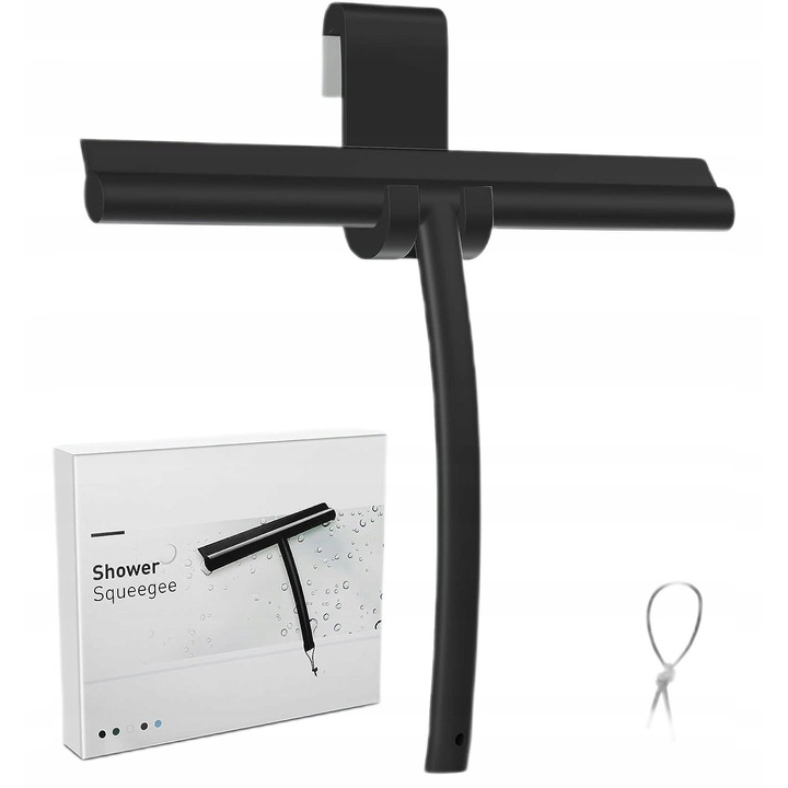 Stergatoare geam, silicon, negru, 189g, cu maner din otel inoxidabil