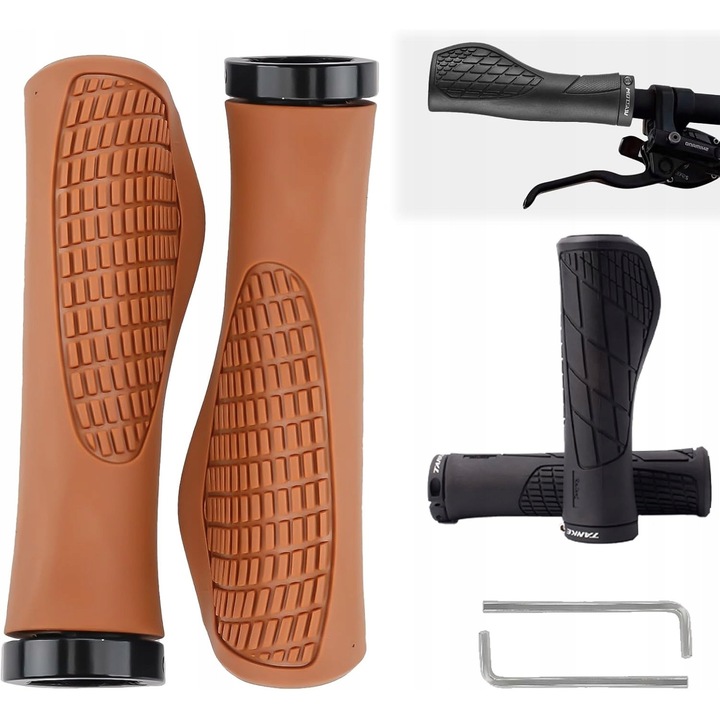 Mansoane bicicleta set 2 perechi, antiderapante, 22mm, multicolor