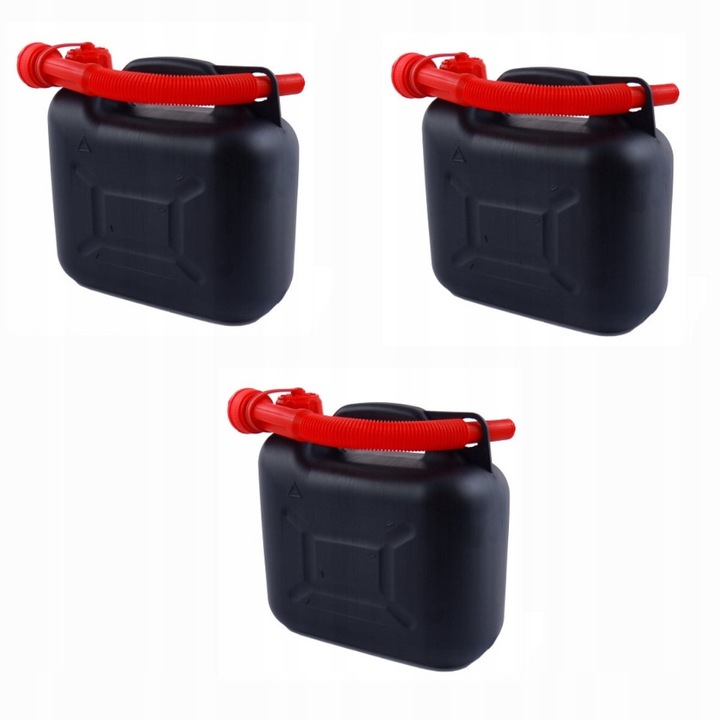 Set 3 Canistre Combustibil 20L cu palnie, DBautomotive, Negru, 40x21x35cm
