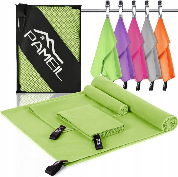 Set prosoape microfibra, 3 piese, 1 prosop mare 160x80cm, 2 prosoape mici 80x40cm, rapid uscare, ideal pentru calatorii