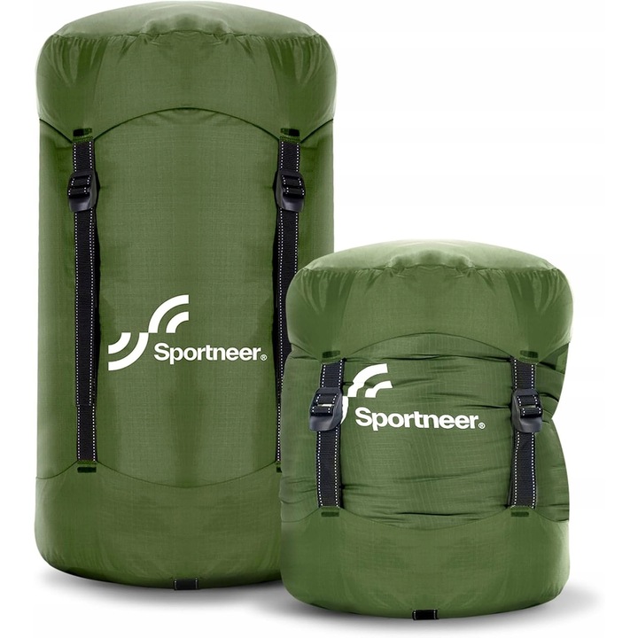 Sac de dormit, 13L-50L, impermeabil, rezistent, verde, set