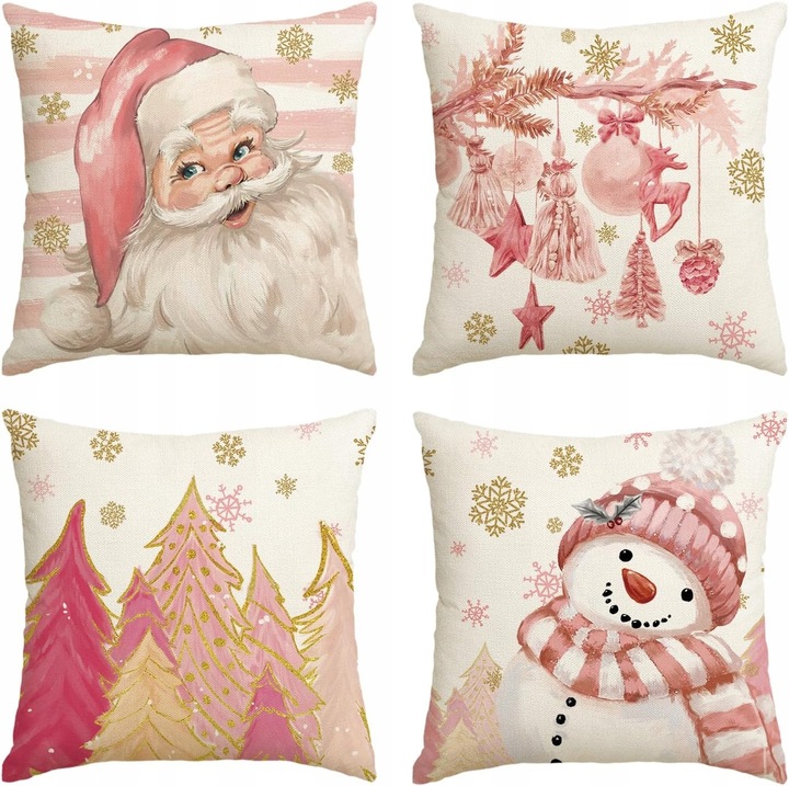 4 díszpárnahuzat készlet, 50x50cm, karácsonyi mintával