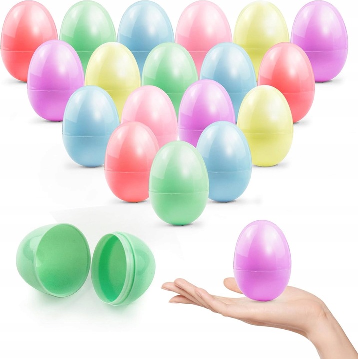 Set 24 oua colorate de Paste, 4x6cm, din plastic, reutilizabile, pentru umplere si decorare