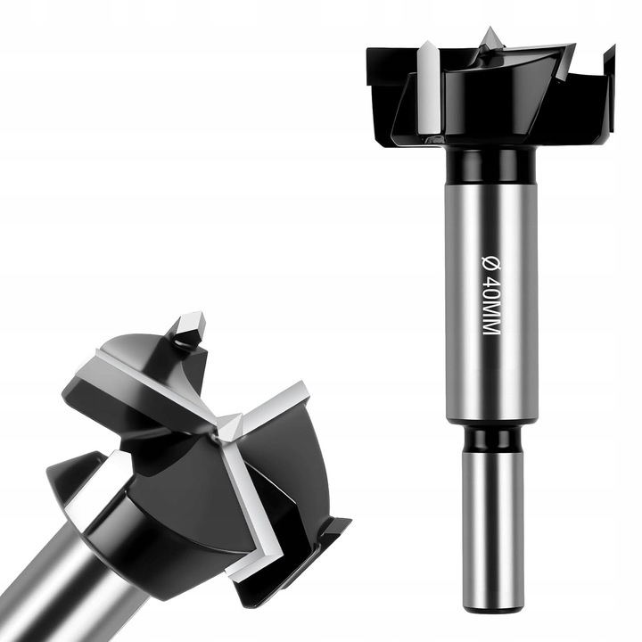 Burghiu pentru lemn 40mm, 3 lame, tungsten, otel calit