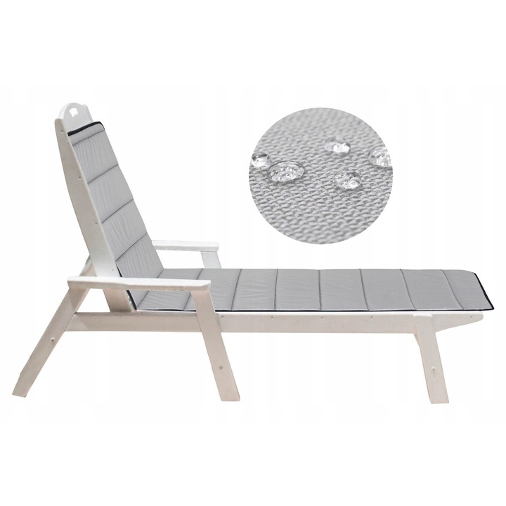 Perna decorativa pentru sezlong, 190x60 cm, gri, impermeabila, cu umplutura din spuma poliuretanica