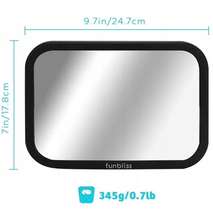 Oglinda auto pentru copii, 360° reglabil, constructie rezistenta, set cu 2 curele