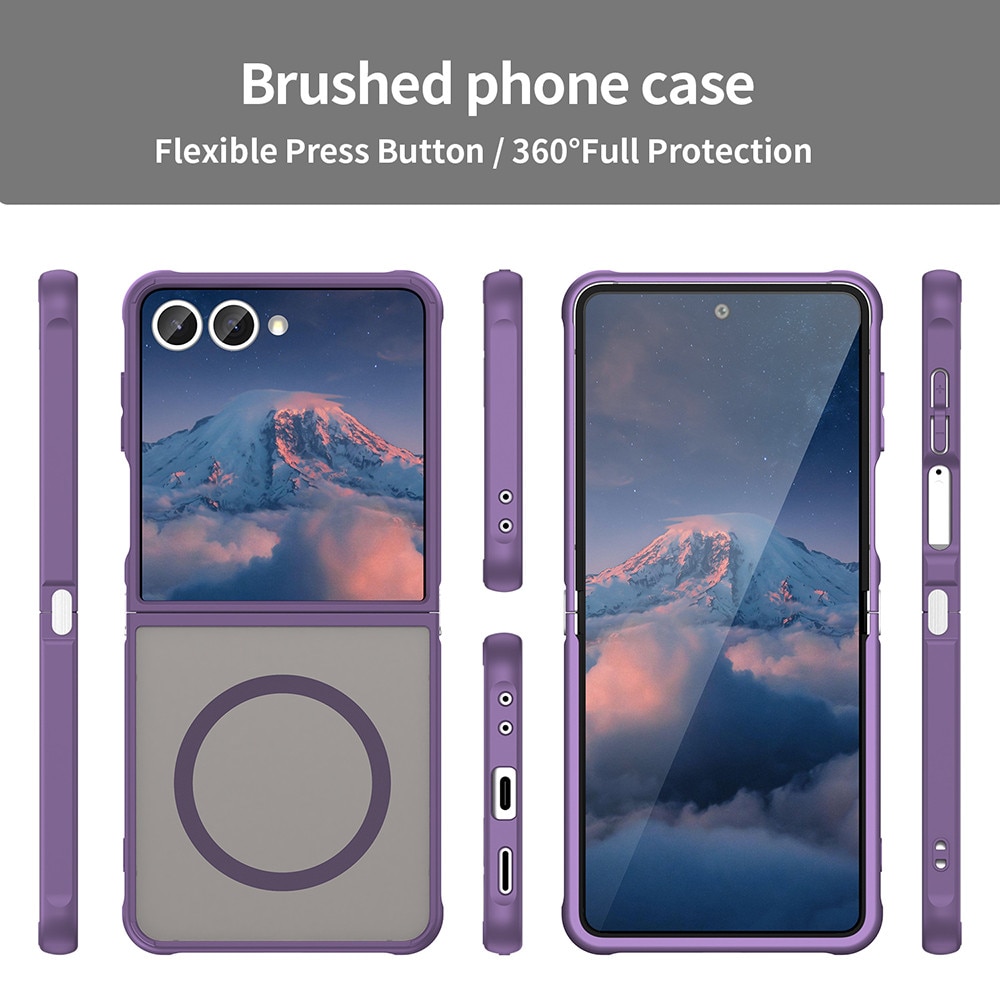 Husa Matte MagSafe pentru Samsung Galaxy Z Flip7, protectie completa, contur mov