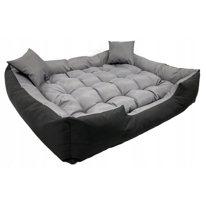 Culcus pentru caini, waterproof, gri, 115x95cm, cu 2 pernute