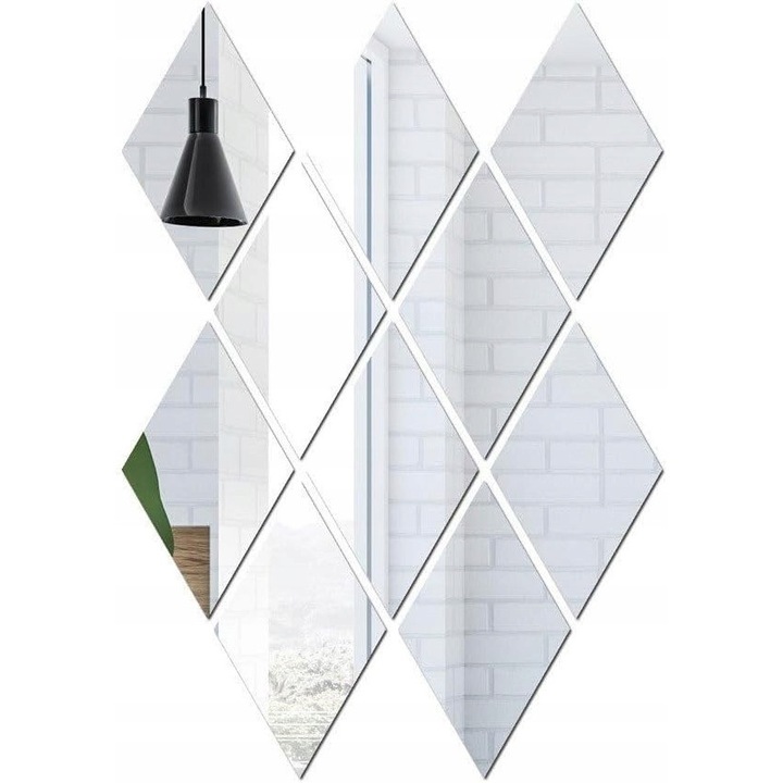 Set de stickere decorative autoadezive cu model oglinda, 15x15cm, configurabile, montaj usor