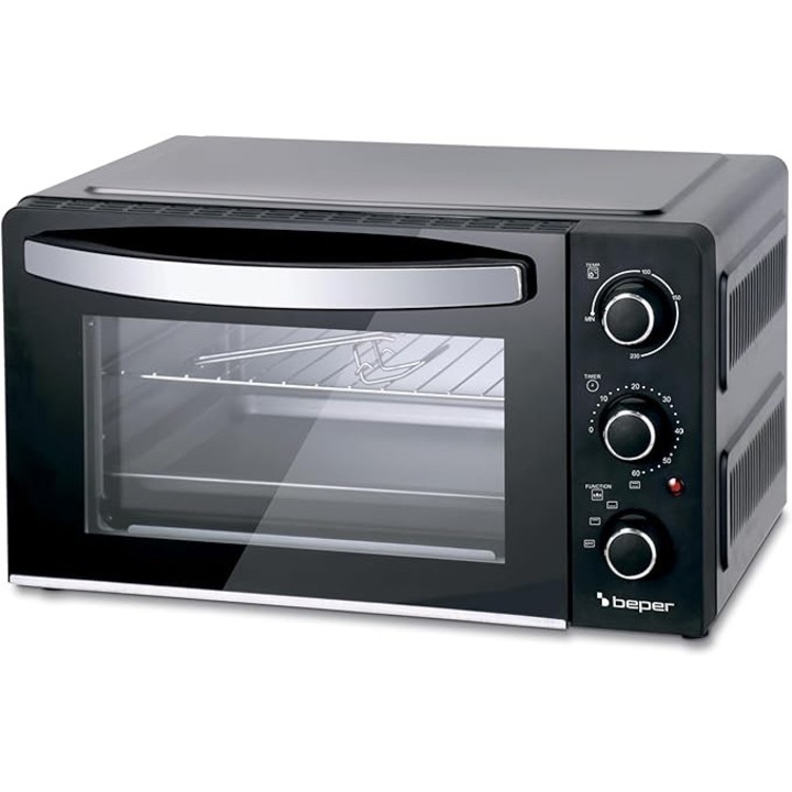 BEPER P101FOR020 elektromos sütő, 20 L, 1300 W, 60 perces időzítő, 3 sütési mód, tartozékokkal, hőmérséklet 230°C-ig