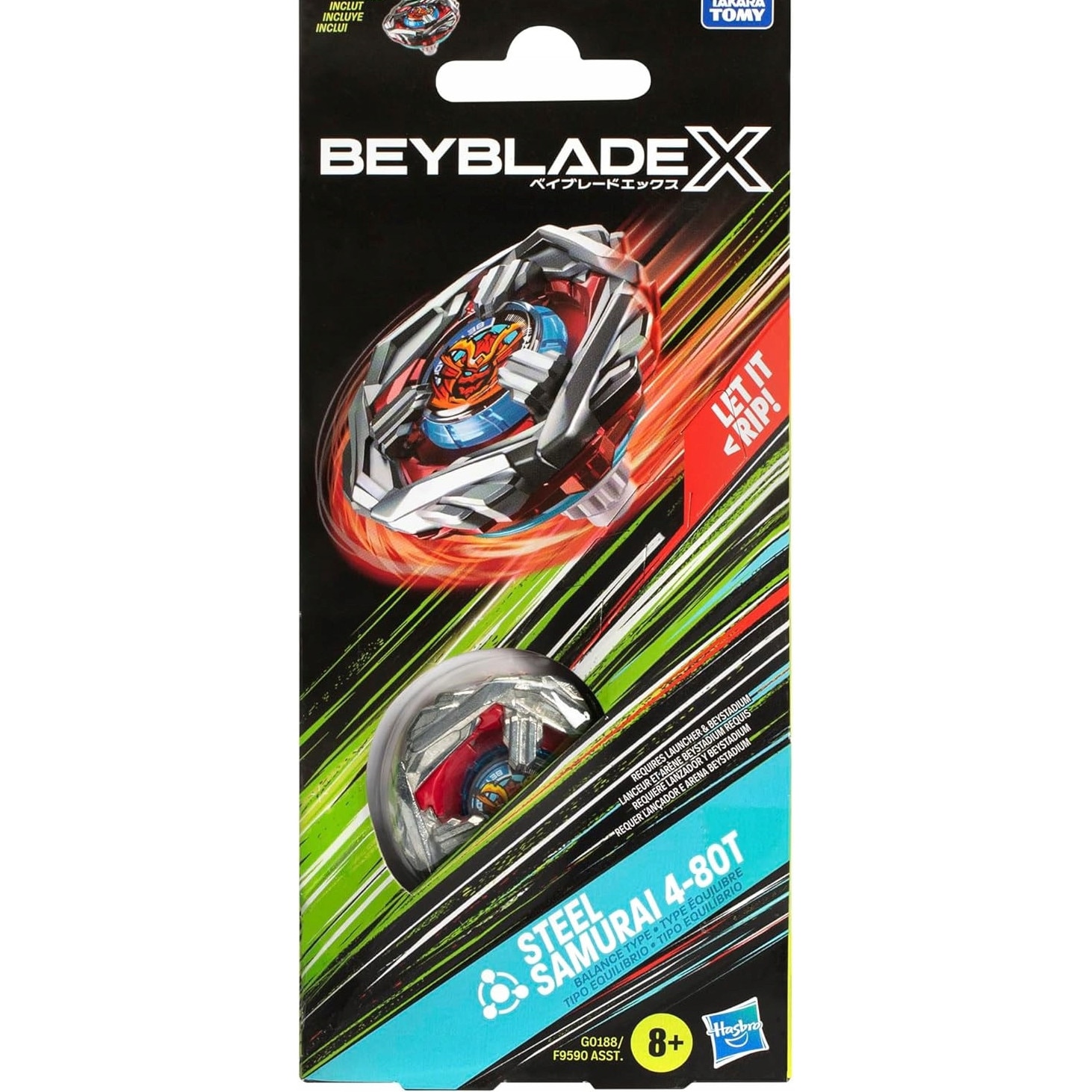 Jucarie Beyblade X Steel Samurai 4-80T, Takara Tomy, sistem de