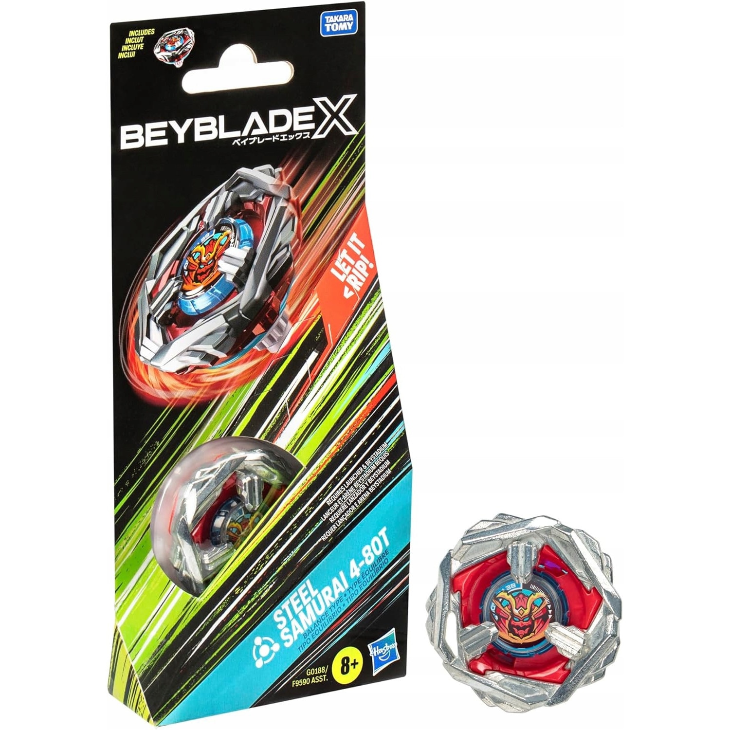 Jucarie Beyblade X Steel Samurai 4-80T, Takara Tomy, sistem de