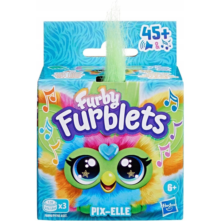 Мини интерактивна играчка Furby Furblet Ree-Mix, хип-хоп музика, 5 см, с щипка за ключове
