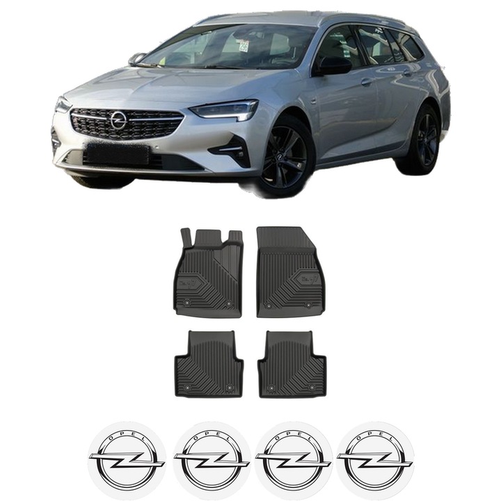 Set covorase presuri OPEL INSIGNIA A din 2008-2017, auto, din cauciuc thermoplastic, 4 Stickere auto cu OPEL