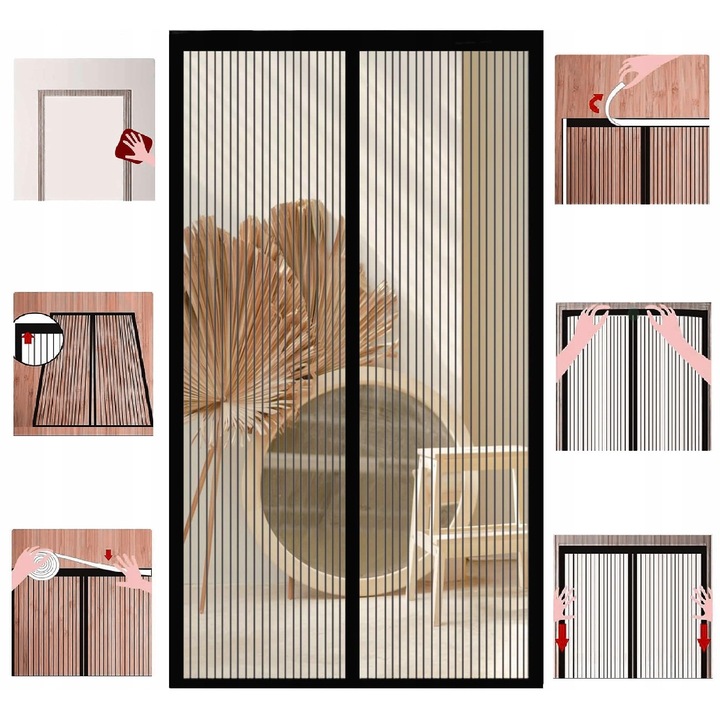 Moskitiera magnetica pentru usi balcon, 100x220cm, protectie impotriva insectelor, material poliester