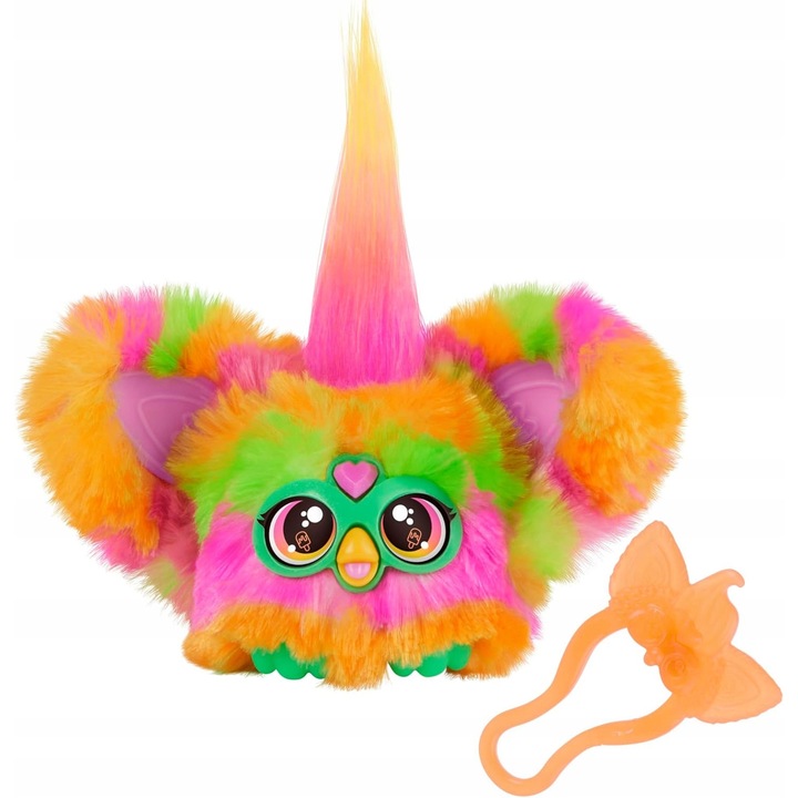 Mini jucarie interactiva Furby Furblet Ree-Mix, muzica hip-hop, 5 cm, cu clip pentru chei