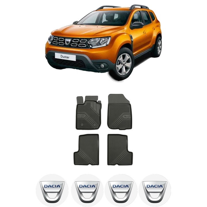 Set covorase presuri DACIA DUSTER SUV Van din 2011-2018, auto, din cauciuc thermoplastic, 4 Stickere auto cu DACIA
