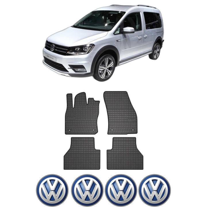 Set covorase presuri Volkswagen CADDY ALLTRACK IV MPV (SAB) din 2015-2020, auto, din cauciuc thermoplastic, 4 Stickere auto cu Volkswagen