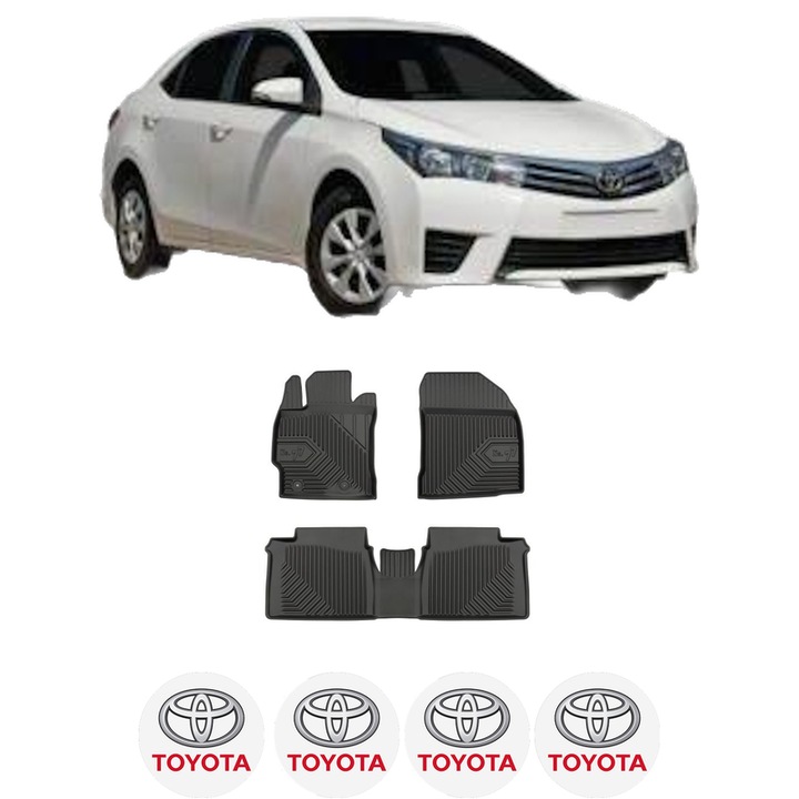 Set covorase presuri TOYOTA COROLLA Saloon (_E18_, ZRE1_) din 2013-2019, auto, din cauciuc thermoplastic, 4 Stickere auto cu TOYOTA