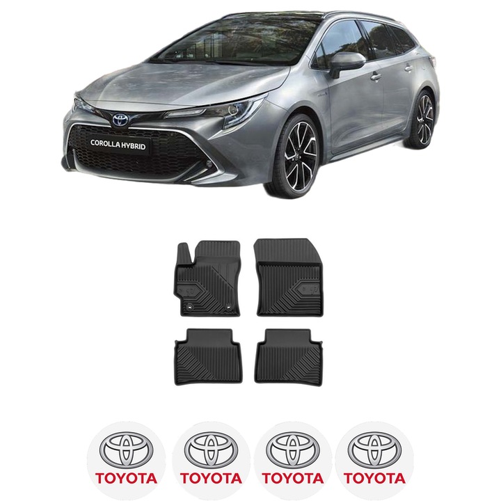 Set covorase presuri TOYOTA COROLLA Estate (_E21_) din 2019-2023, auto, din cauciuc thermoplastic, 4 Stickere auto cu TOYOTA