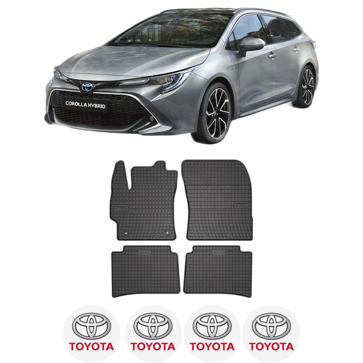 Set covorase presuri TOYOTA COROLLA Estate (_E21_) din 2019-2023, auto, din cauciuc thermoplastic, 4 Stickere auto cu TOYOTA