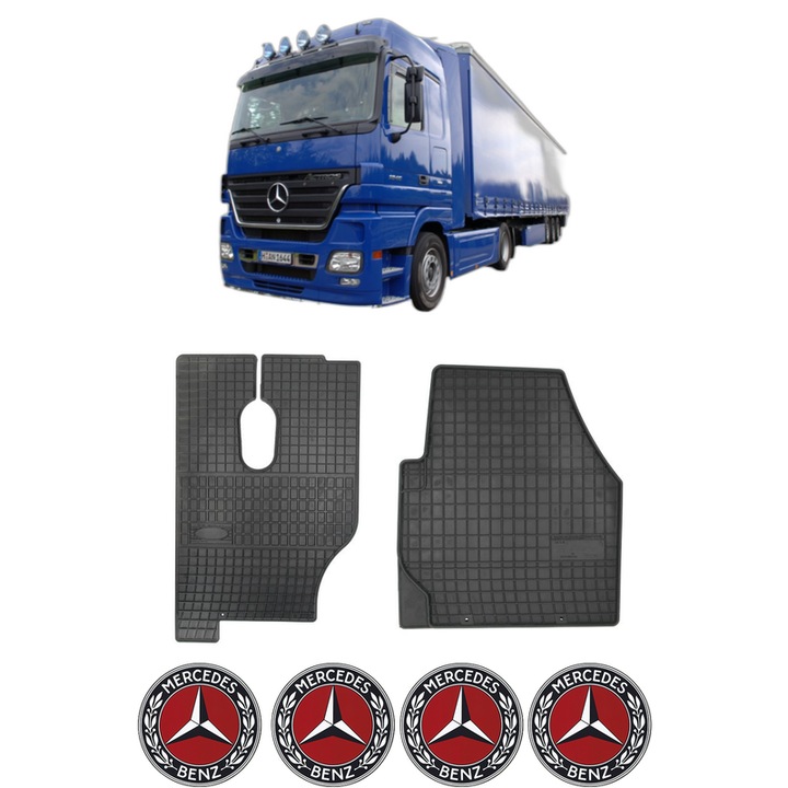 Set covorase presuri MERCEDES-BENZ ACTROS MP2 / MP3 din 2008-2009, auto, din cauciuc thermoplastic, 4 Stickere auto cu MERCEDES-BENZ