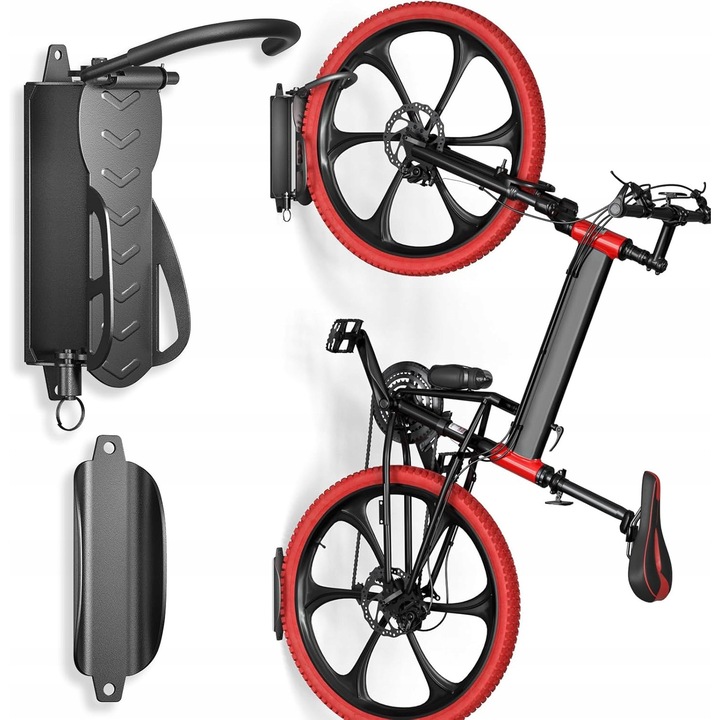 Suport depozitare bicicleta, design vertical, 30kg, negru