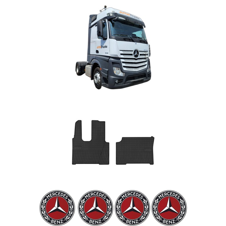 Set covorase presuri MERCEDES-BENZ ACTROS MP4 / MP5 din 2011-2014, auto, din cauciuc thermoplastic, 4 Stickere auto cu MERCEDES-BENZ