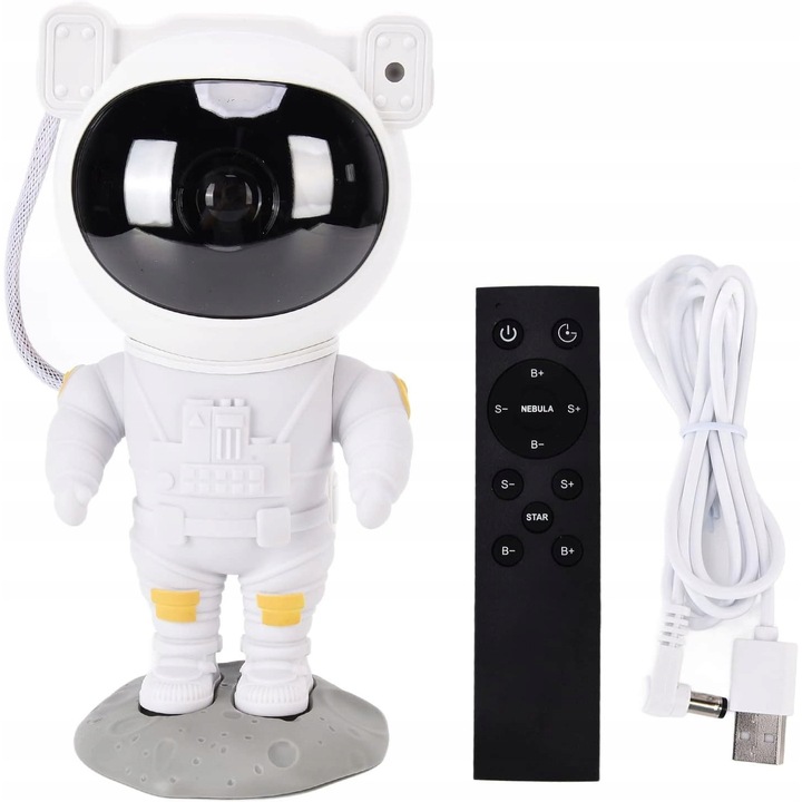 Proiector LED Astronaut, lampa de veghe cu telecomanda, 8 moduri de proiectie, 22,8x11,3x12cm