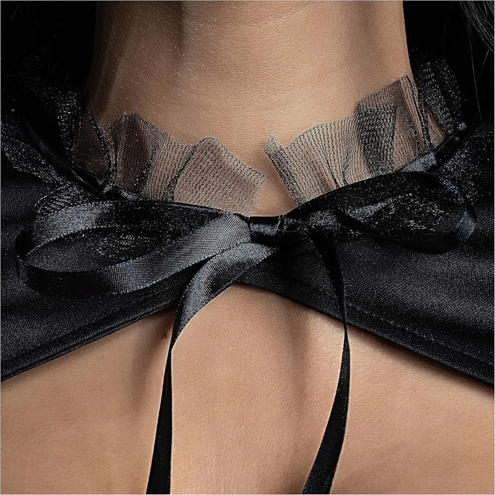 Set costum de Halloween, peleryna cu aripi si opasca pentru urechi, negru, 100% poliester