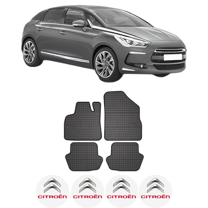 Set covorase presuri CITROEN DS5 din 2011-2015, auto, din cauciuc thermoplastic, 4 Stickere auto cu CITROEN