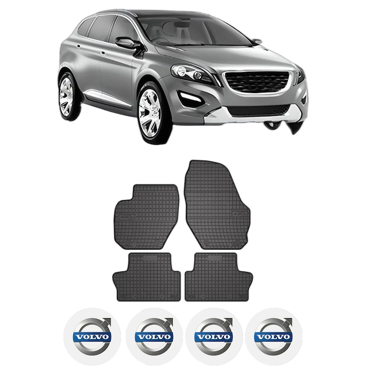 Set covorase presuri VOLVO XC60 I SUV (156) din 2008-2017, auto, din cauciuc thermoplastic, 4 Stickere auto cu VOLVO