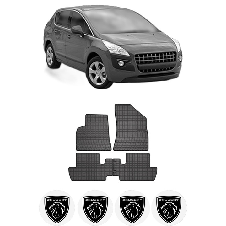 Set covorase presuri PEUGEOT 3008 Van (0U_) din 2009-2016, auto, din cauciuc thermoplastic, 4 Stickere auto cu PEUGEOT