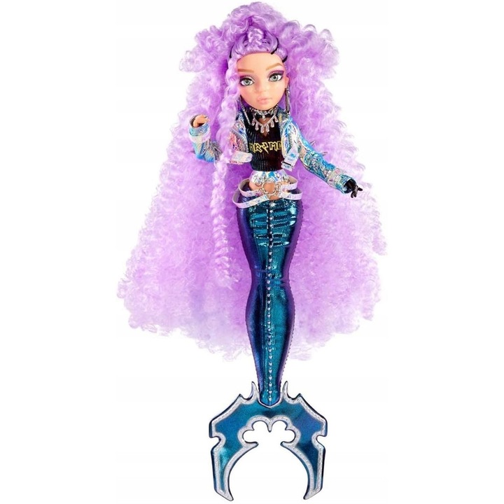 Mermaze Mermaidz Riviera baba, színváltós farokkal, üvegszemekkel, rock stílusú, kiegészítőkkel