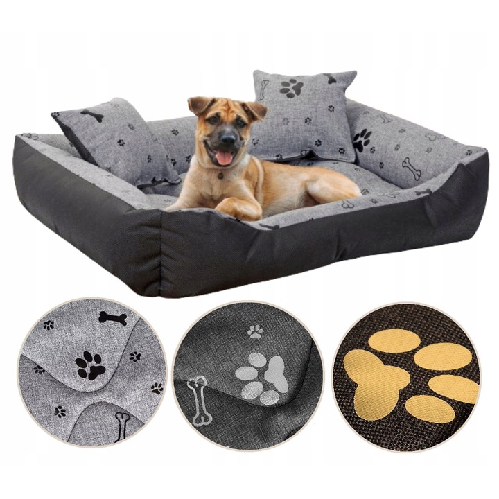 Culcus pentru caini, model KOSCI, waterproof, 115x95cm, 2 perne, multicolor