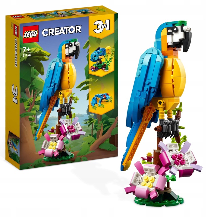 Set de constructie LEGO Creator 3 in 1 Papagal, 22x11x12cm