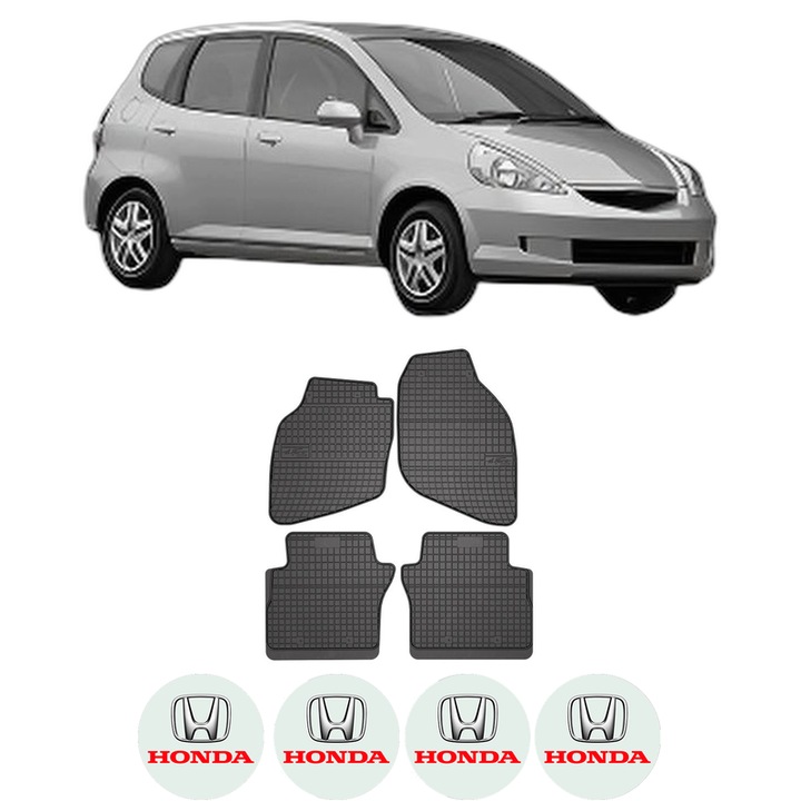 Set covorase presuri HONDA JAZZ II (GD_, GE3, GE2) din 2002-2008, auto, din cauciuc thermoplastic, 4 Stickere auto cu HONDA