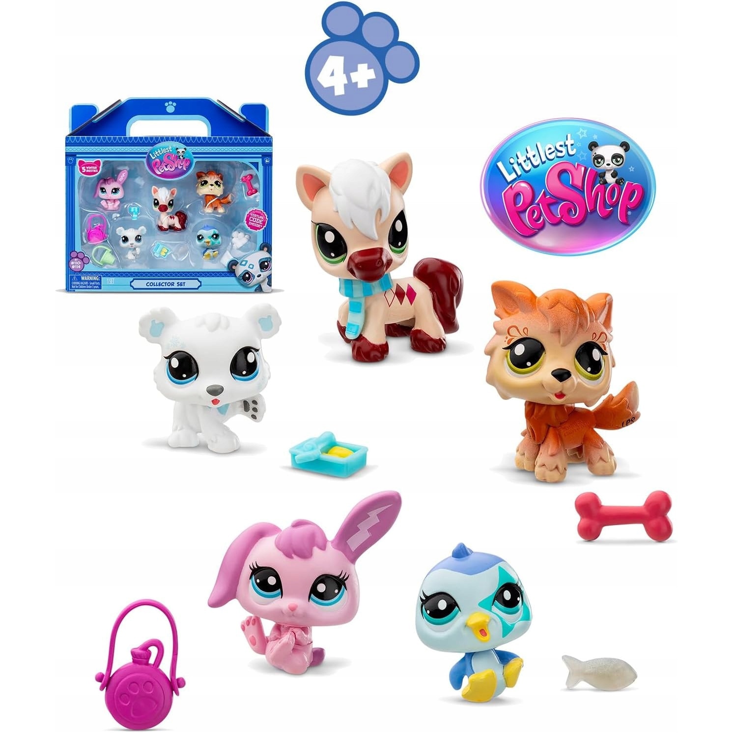 Set figurine de colectie Littlest Pet Shop, 5 animale, accesorii